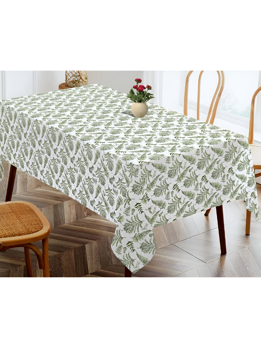 

OASIS Green & White Floral Printed Cotton Rectangle Table Cover