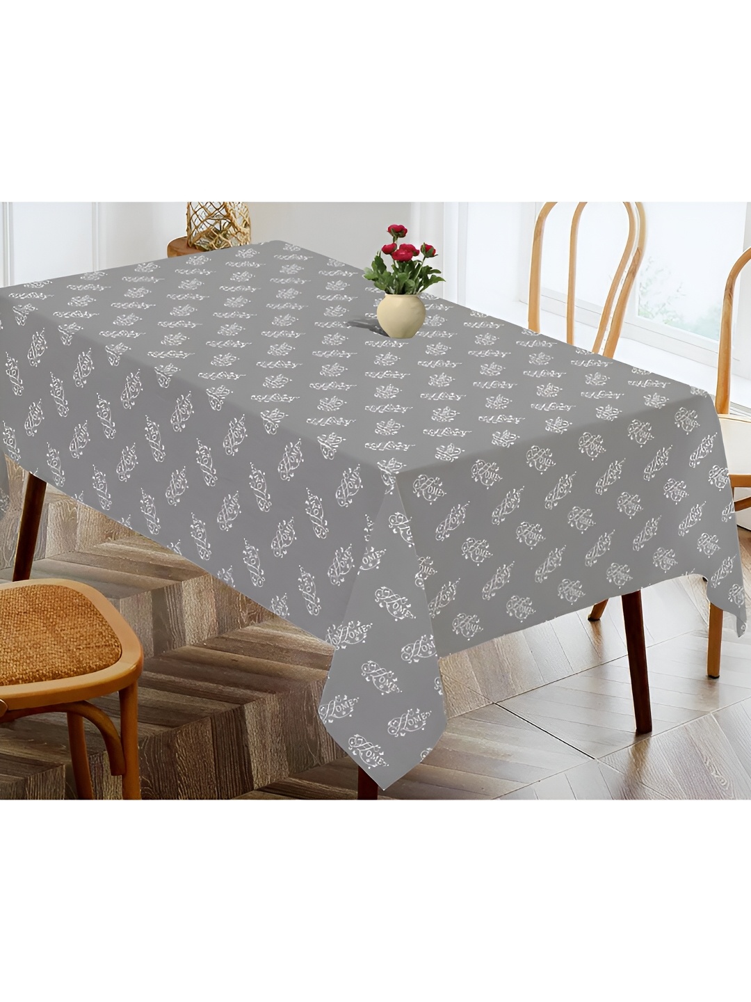 

OASIS Grey Printed Cotton 4-Seater Table Cover