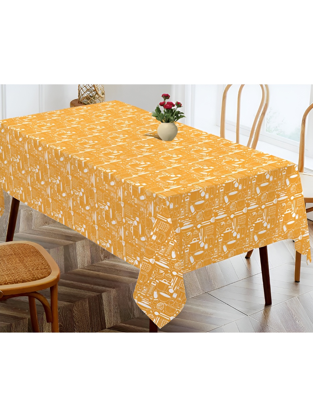 

OASIS Yellow Printed Cotton 4-Seater Table Cover