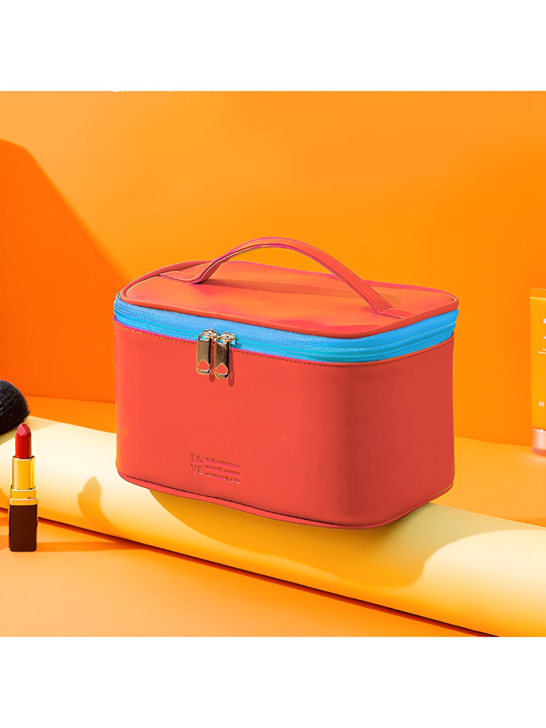 

Aura Orange Waterproof Multipurpose Travel Makeup Bag