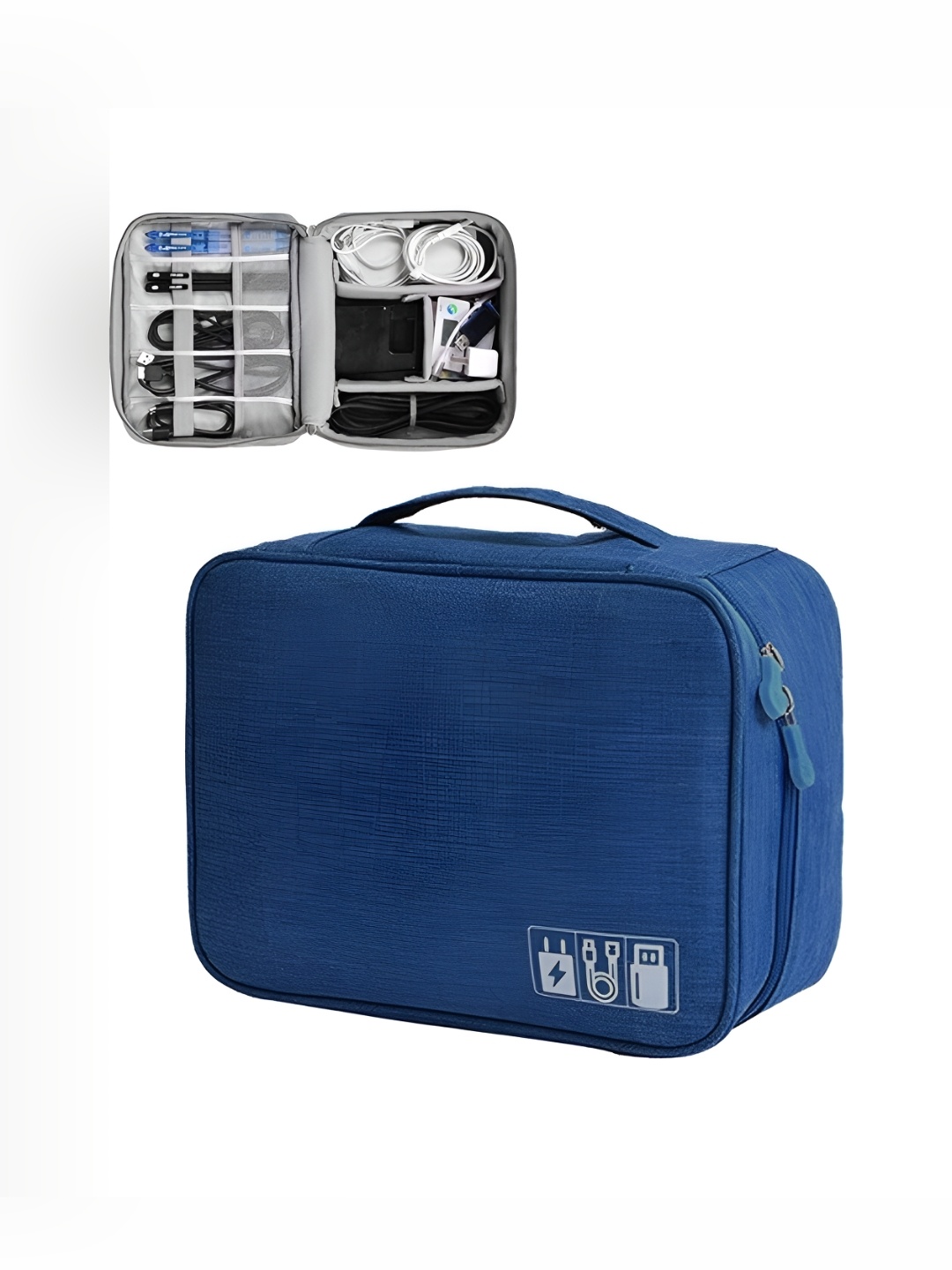 

Aura Blue Electronics Accessories Travel Bag, Navy blue