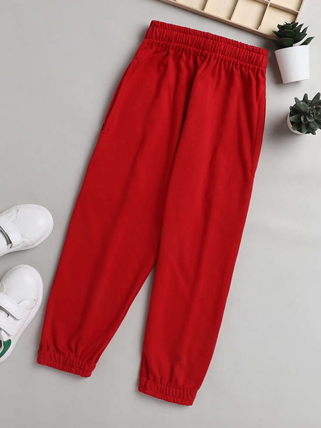 

Lil homies Women Smart Easy Wash Pure Cotton Jogger Trouser, Red