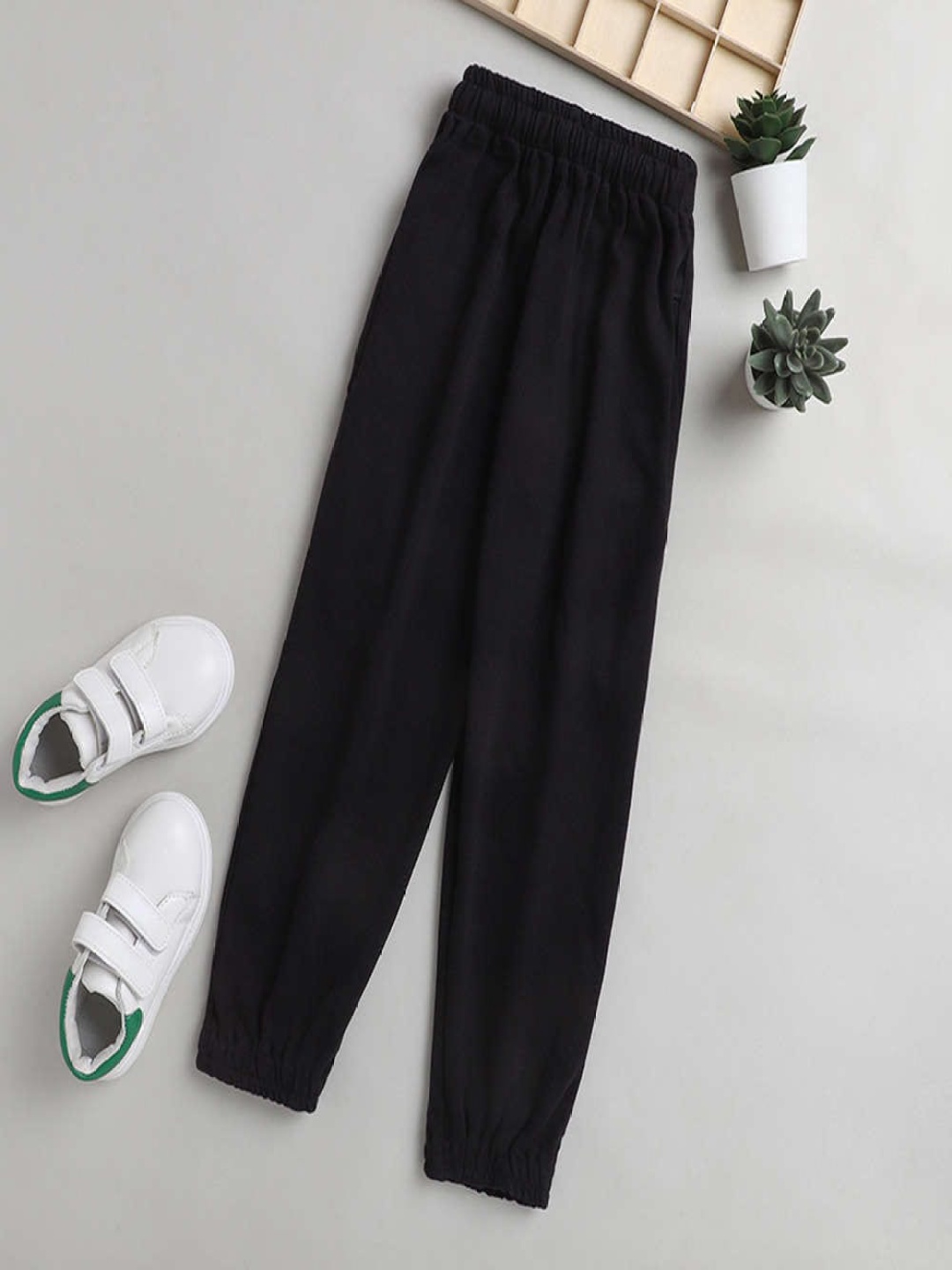 

Lil homies Women Smart Easy Wash Cotton Joggers Trousers, Black