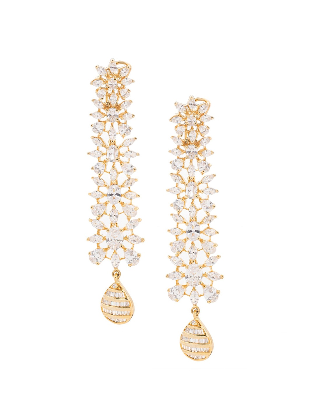 

AURAA TRENDS Gold Plated American Diamonds Drop Earrings, White