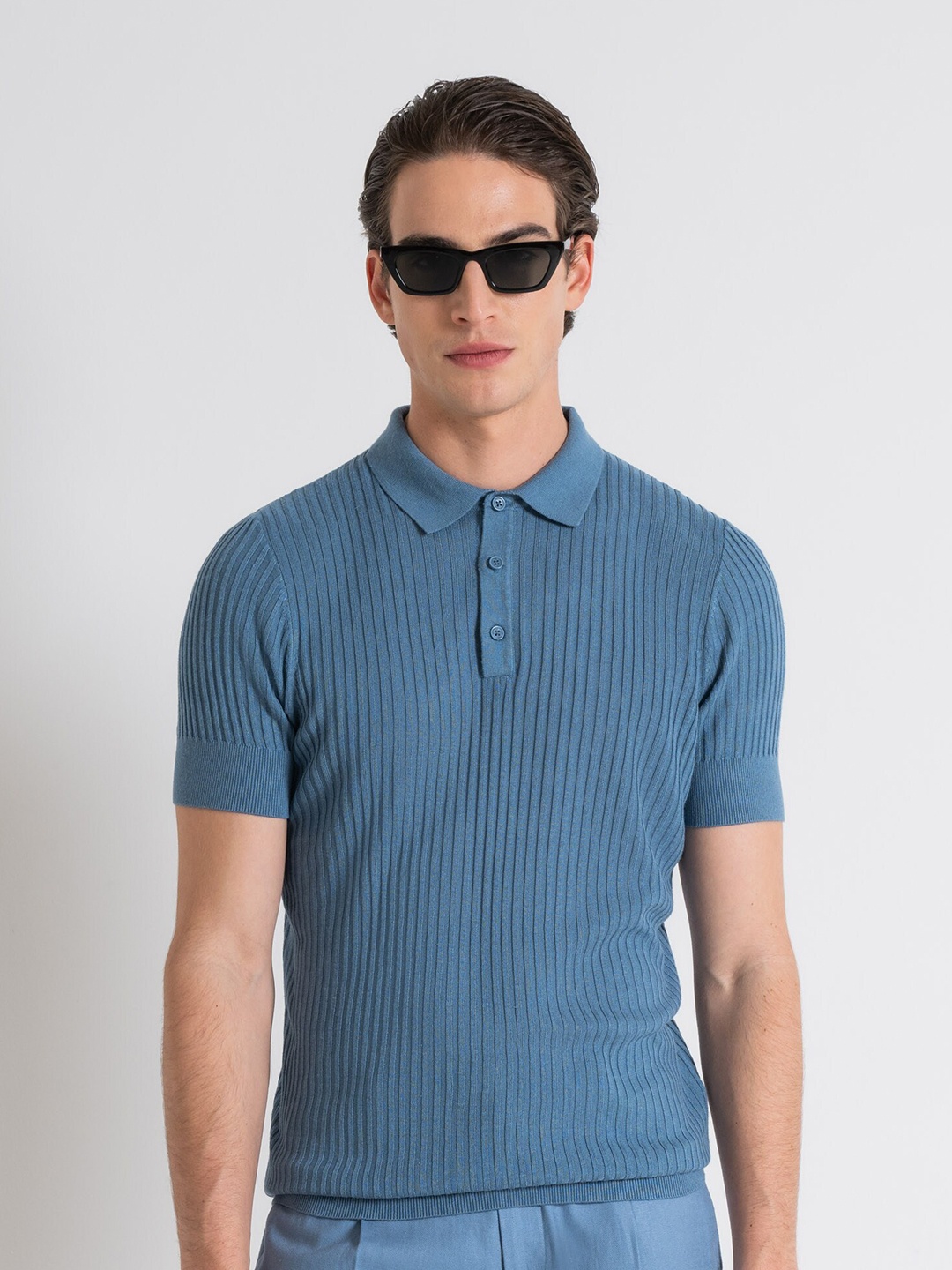 

Antony Morato Striped Polo Collar Short Sleeves Slim Fit T-shirt, Blue