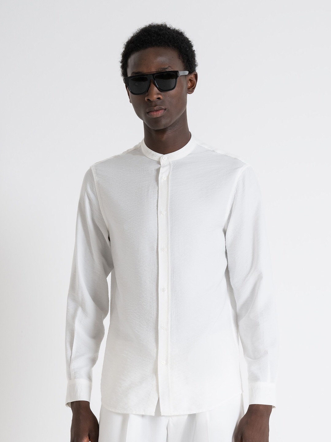 

Antony Morato Band Collar Long Sleeves Casual Shirt, Off white