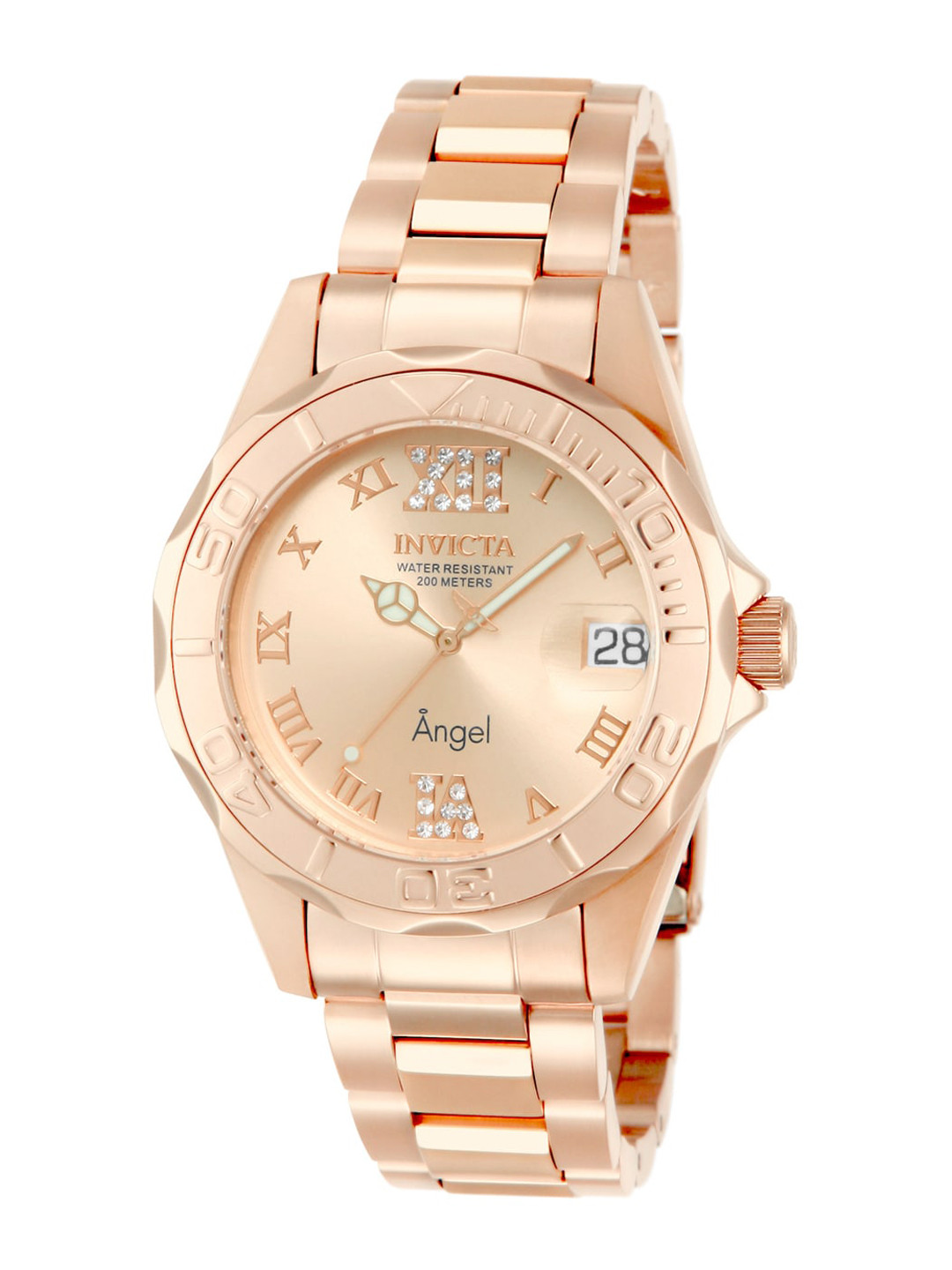 

Invicta Women Embellished & Stainless Steel Bracelet Style Straps Analogue Watch 14398, Rose gold