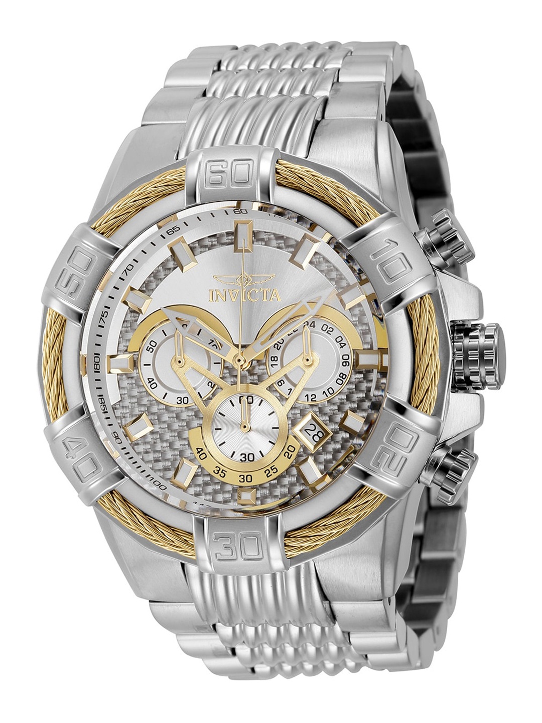 

Invicta Men Embellished Dial & Stainless Steel Bracelet Style Straps Analogue Watch 38952, Silver