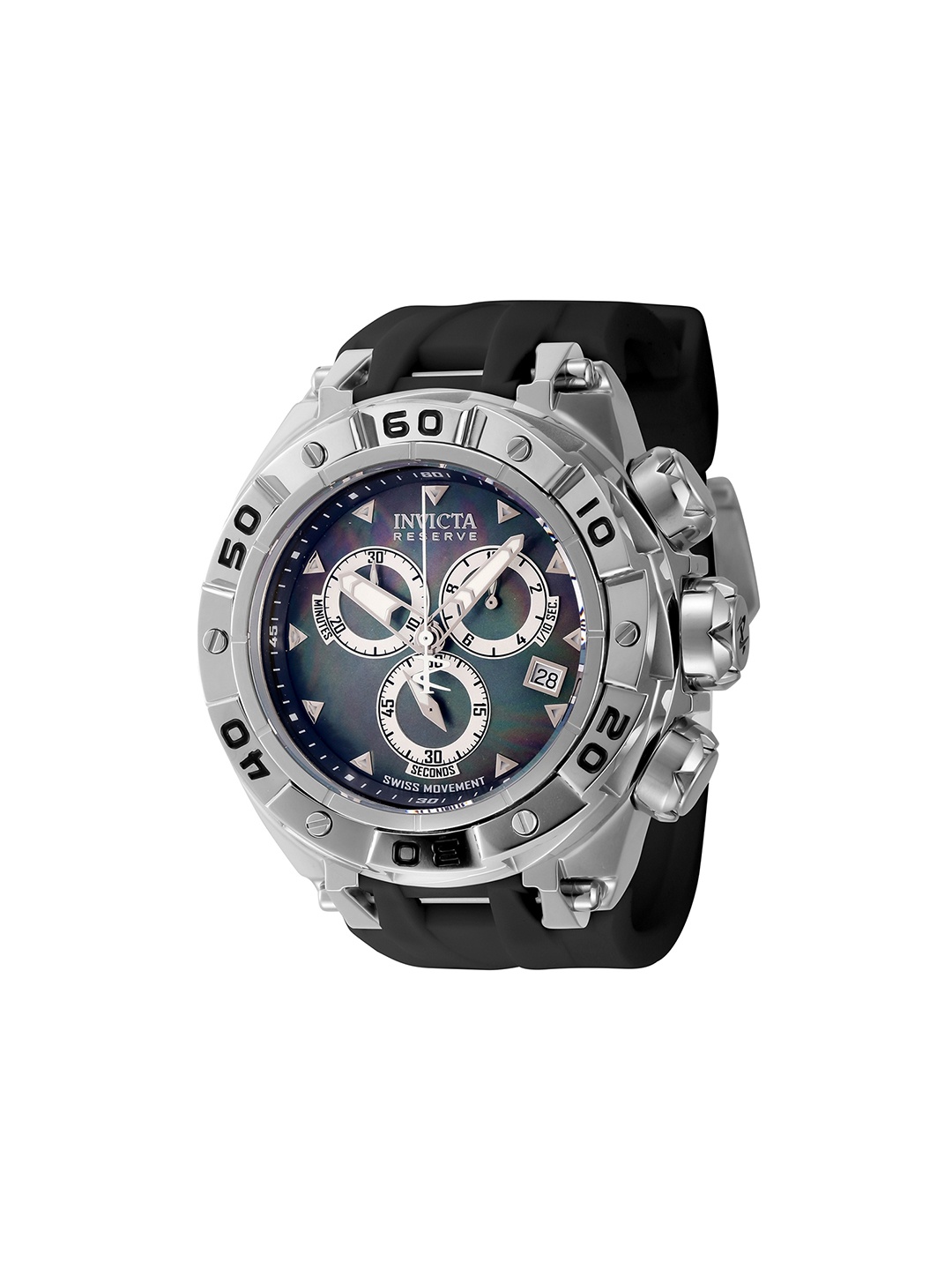 

Invicta Reserve Ripsaw Swiss Men Stainless Steel Straps Chronograph Analogue Watch 45294, Silver