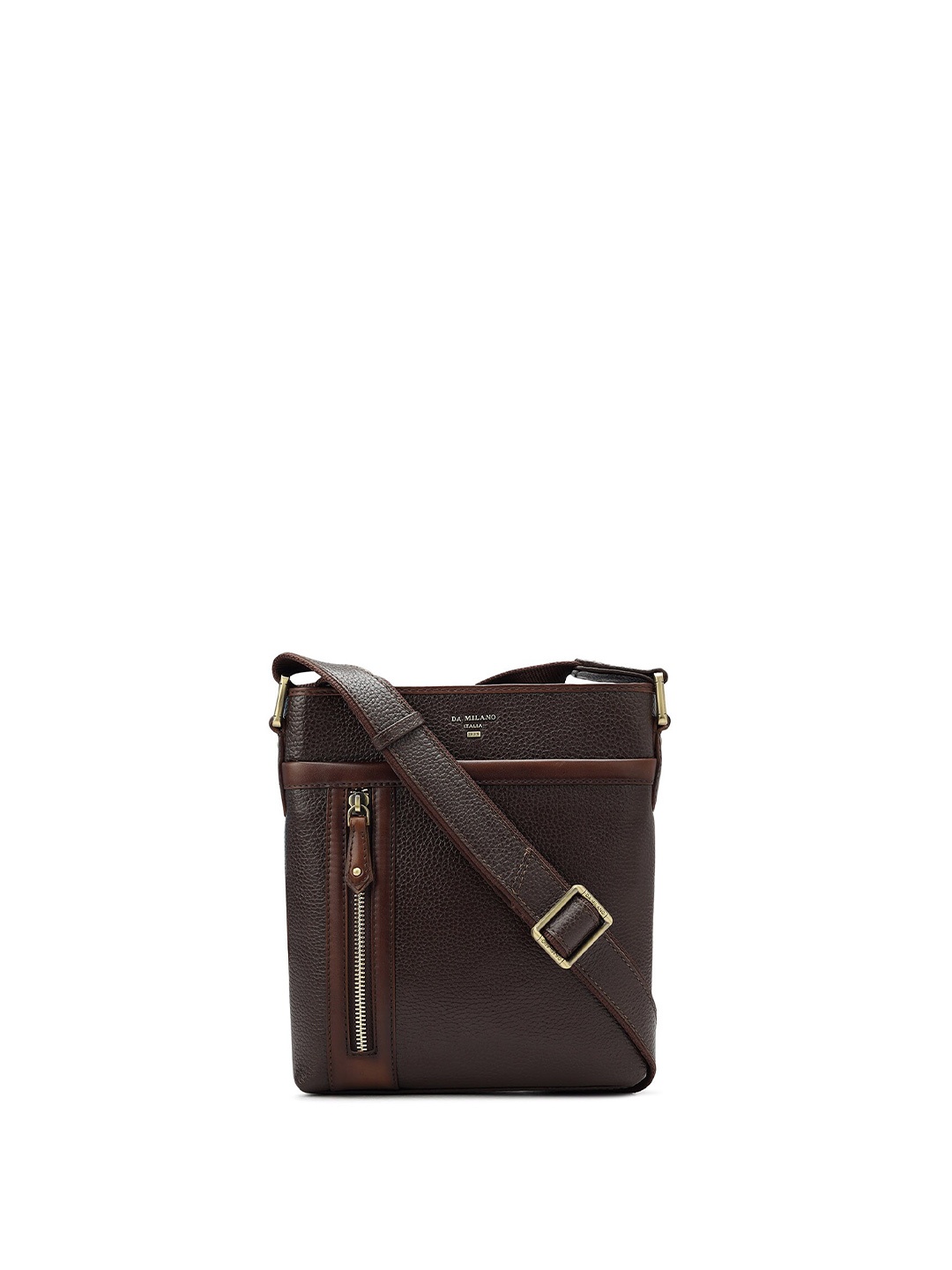 

Da Milano Men Leather Messenger Bag, Brown