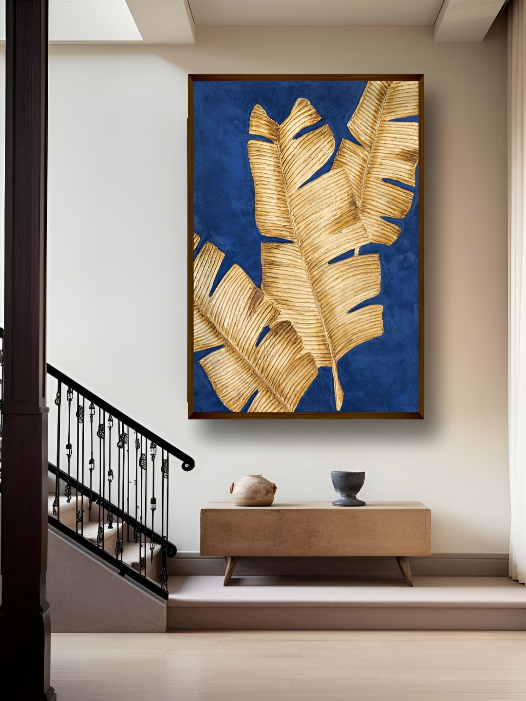 

Artsense Beige & Blue Canvas Abstract Painting Wall Art