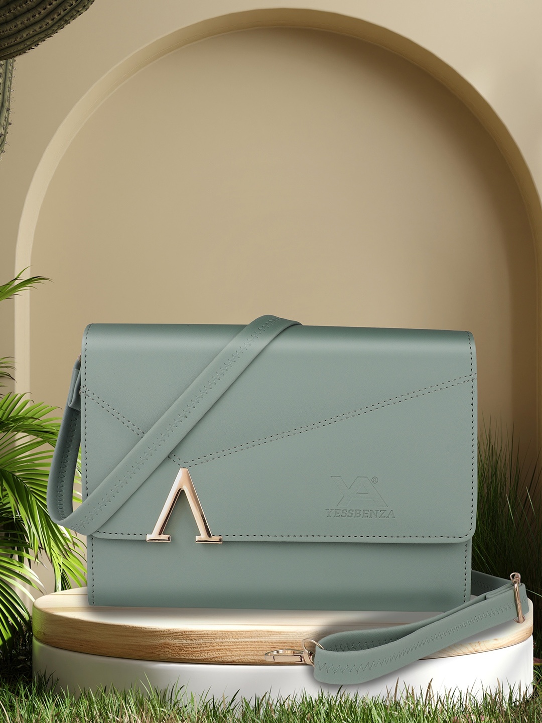 

YESSBENZA Structured Sling Bag, Sea green