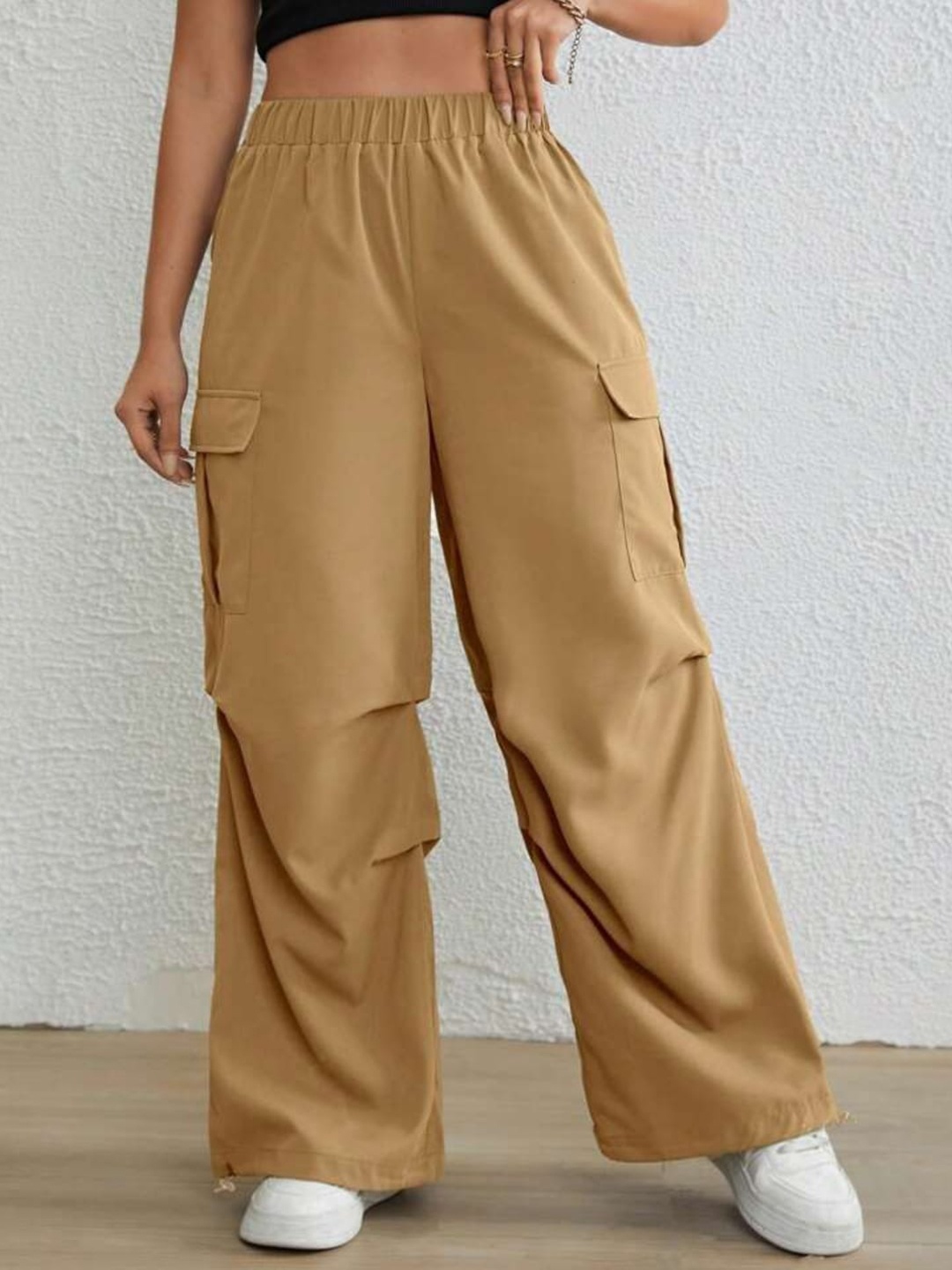 

Next One Women Smart Baggy Fit Parachute Trousers, Beige