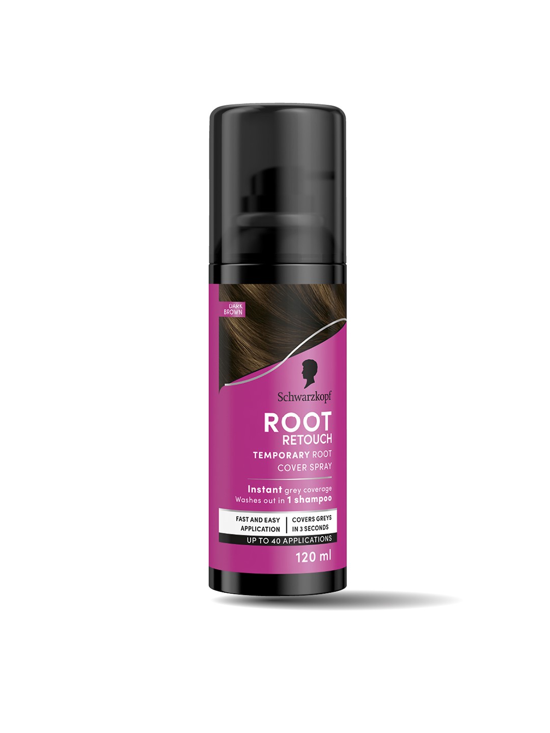 Schwarzkopf Root Retouch Temporary Root Cover Spray For Grey Coverage 120ml - Dark Brown