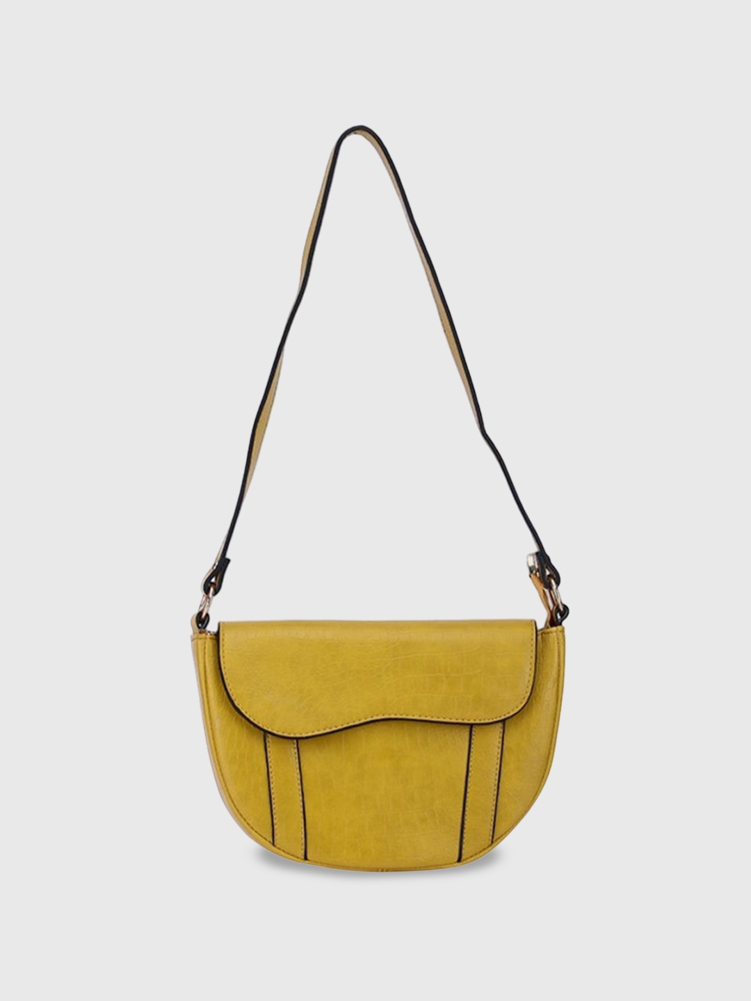 

LA ELLORE Structured Sling Bag, Yellow