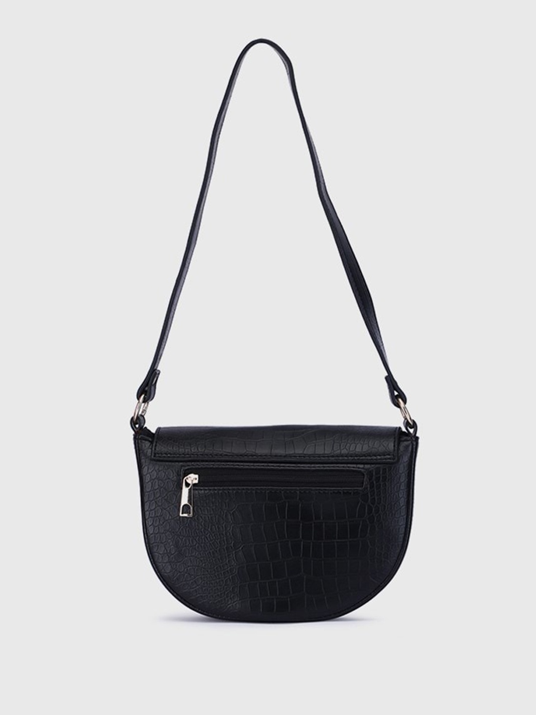 

LA ELLORE Textured Leather Half Moon Sling Bag, Blue