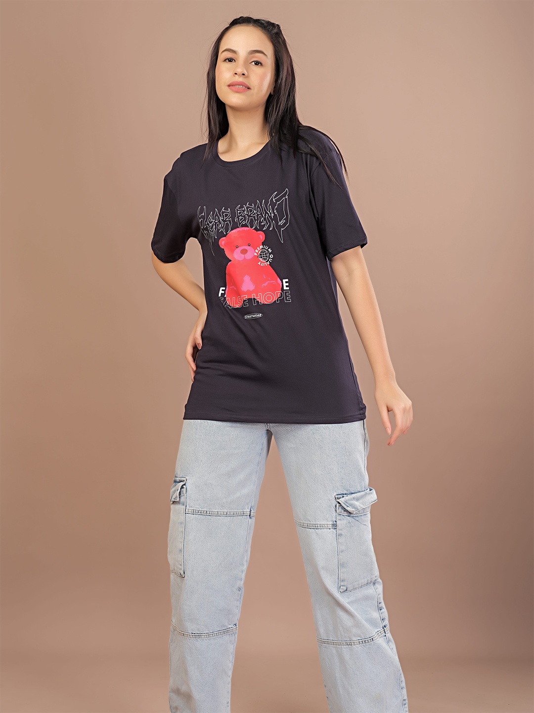 

STHULAS Printed Round Neck T-shirt, Black