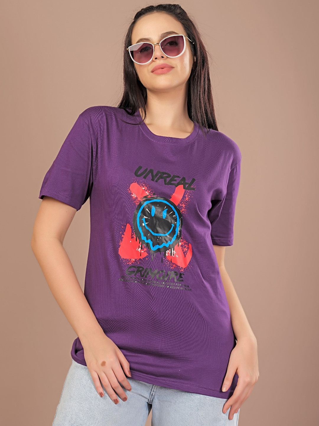 

STHULAS Printed Round Neck T-shirt, Purple