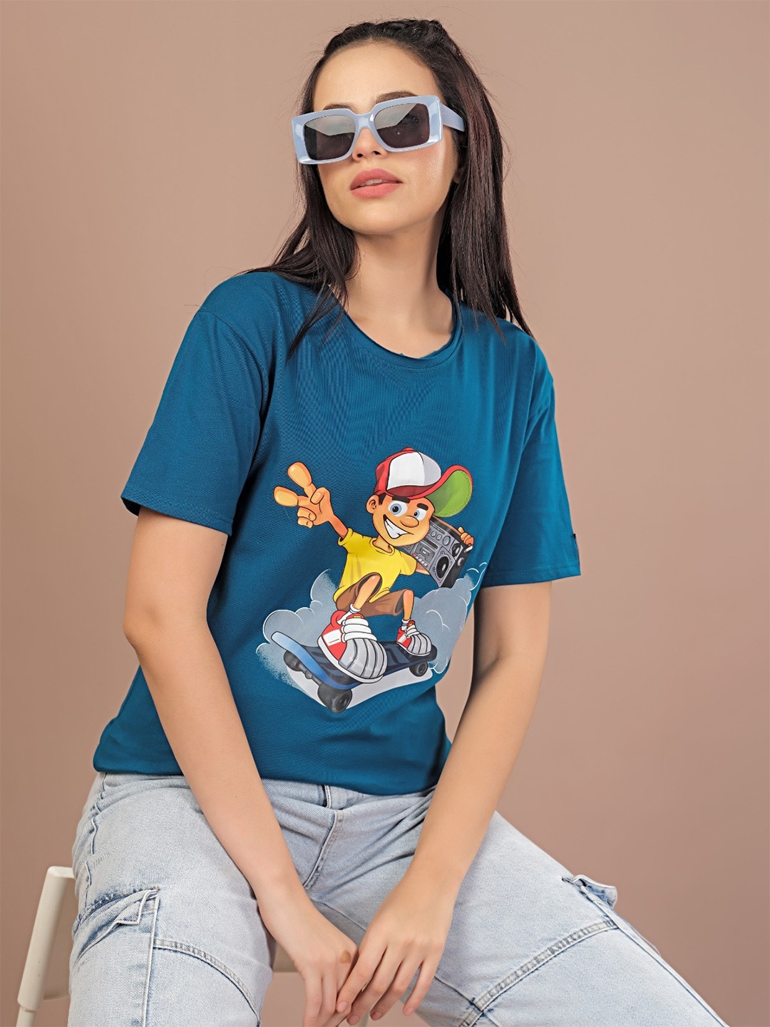

STHULAS Printed Round Neck T-shirt, Blue