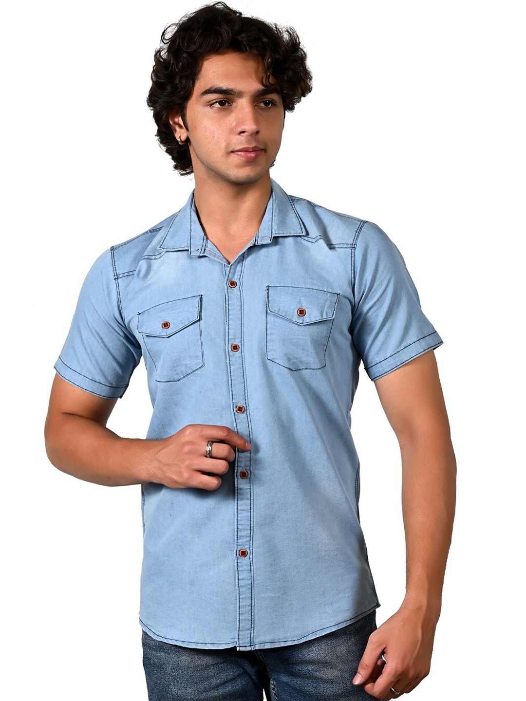 

BAESD Slim Fit Denim Casual Shirt, Blue