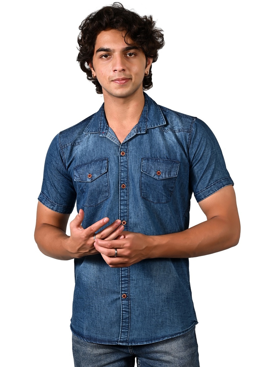 

BAESD Slim Fit Denim Casual Shirt, Blue