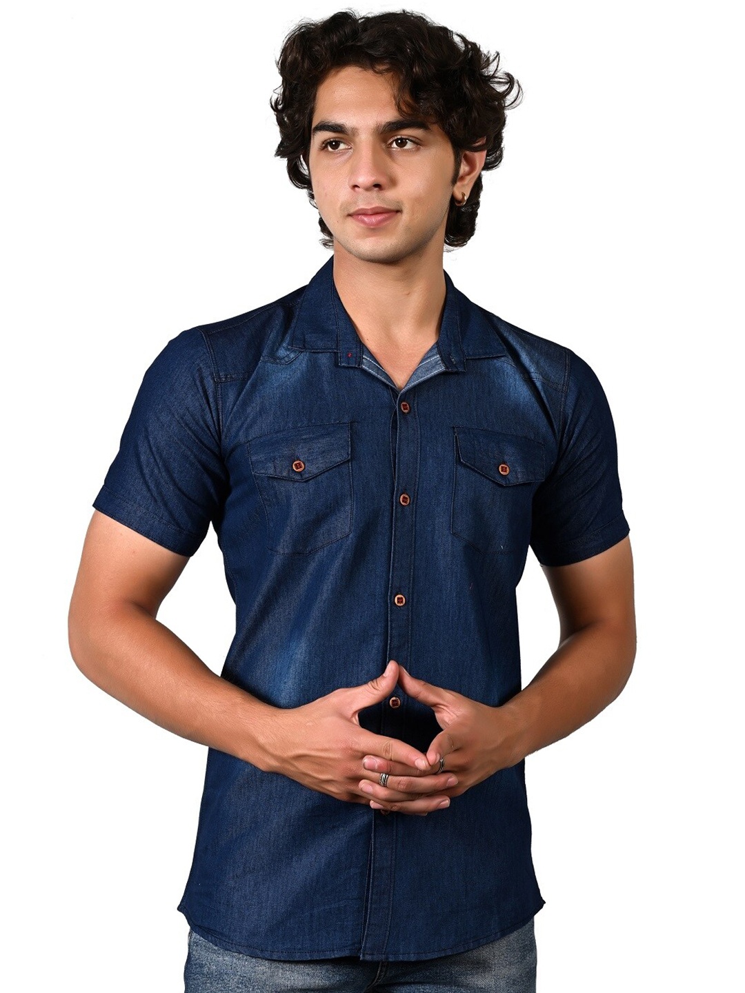 

BAESD Slim Fit Denim Casual Shirt, Blue