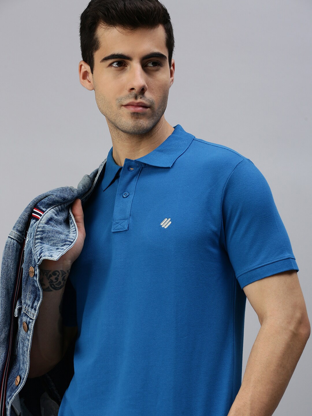 

ONN Polo Collar Short Sleeves Antimicrobial Cotton T-shirt, Blue