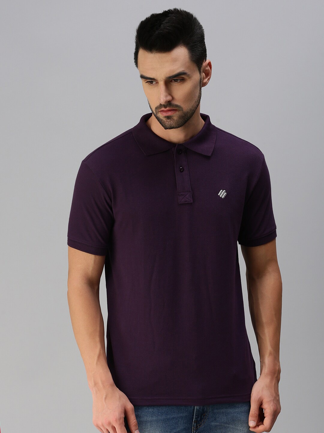 

ONN Polo Collar Antimicrobial Cotton T-shirt, Purple