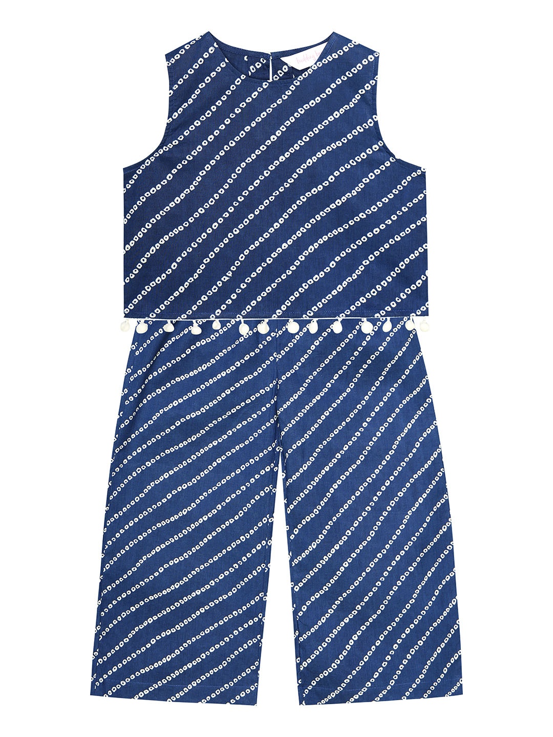 

Budding Bees Girls Striped Pure Cotton Top With Pyjamas, Blue