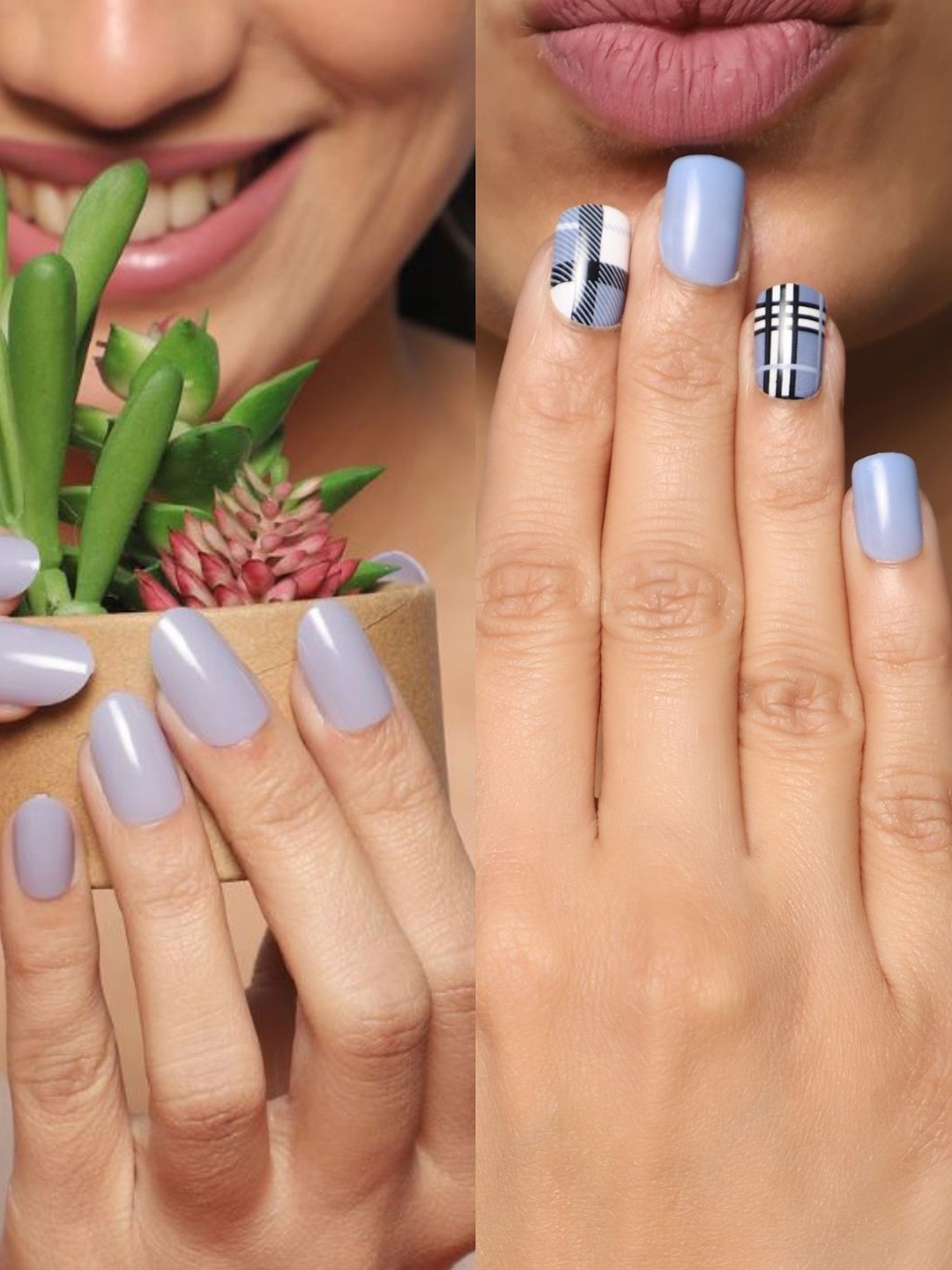 

LICK Set Of 2 Reusable Press On Nails - 12Pcs Each - Blue & Grey