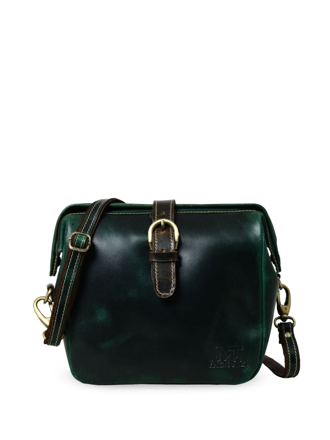 

MaheTri Leather Structured Crossbody Sling Bag, Green