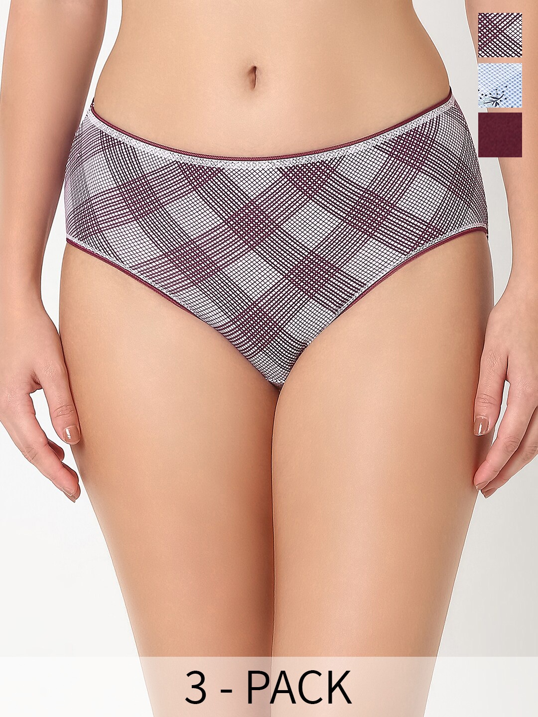 

Juliet Pack Of 3 Geometric Printed Cotton Hipster Briefs, Grey
