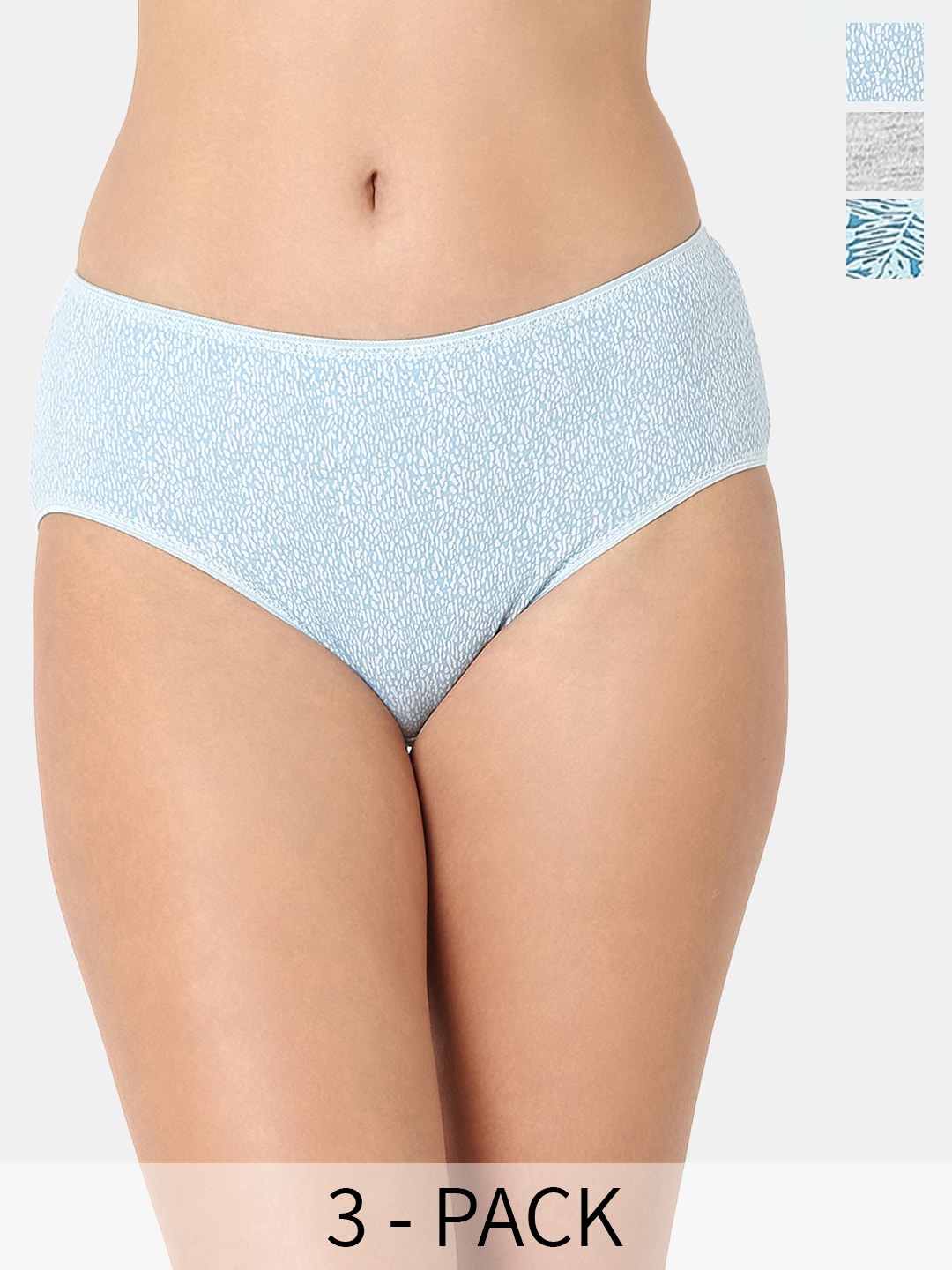 

Juliet Pack Of 3 Abstract Printed Cotton Hipster Briefs, Blue