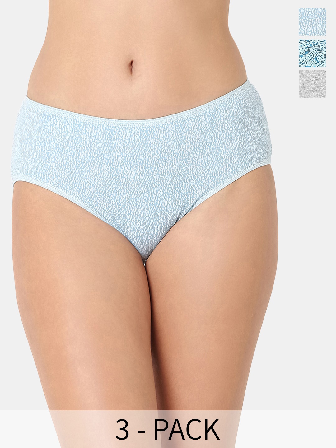 

Juliet Pack Of 3 Micro Ditsy Printed Cotton Hipster Briefs, Blue