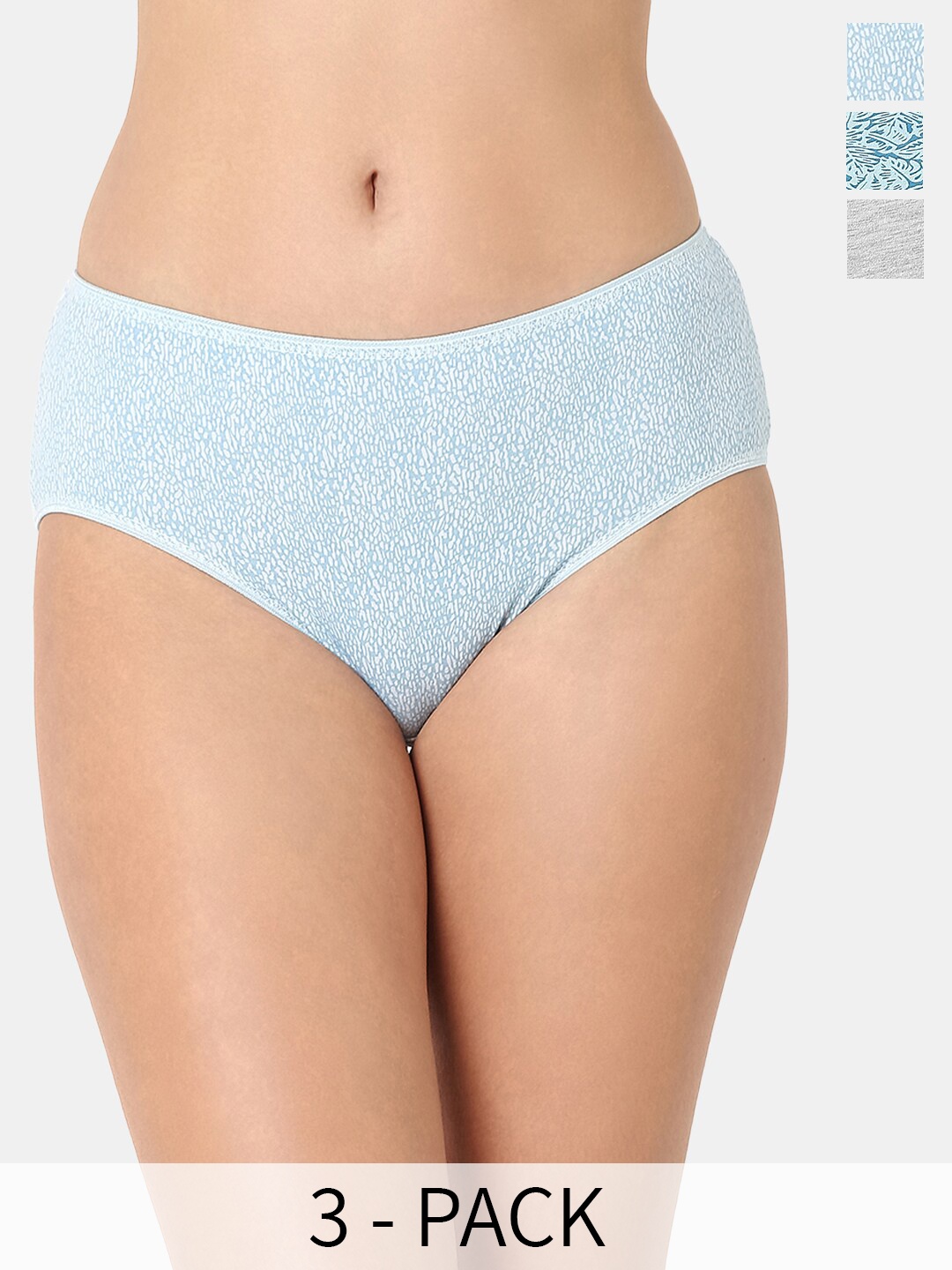 

Juliet Pack Of 3 Micro Ditsy Printed Cotton Hipster Briefs, Blue