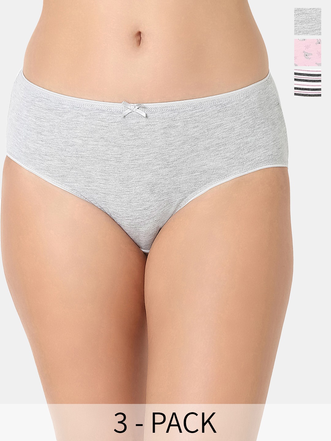 

Juliet Pack Of 3 Striped Cotton Hipster Briefs, White