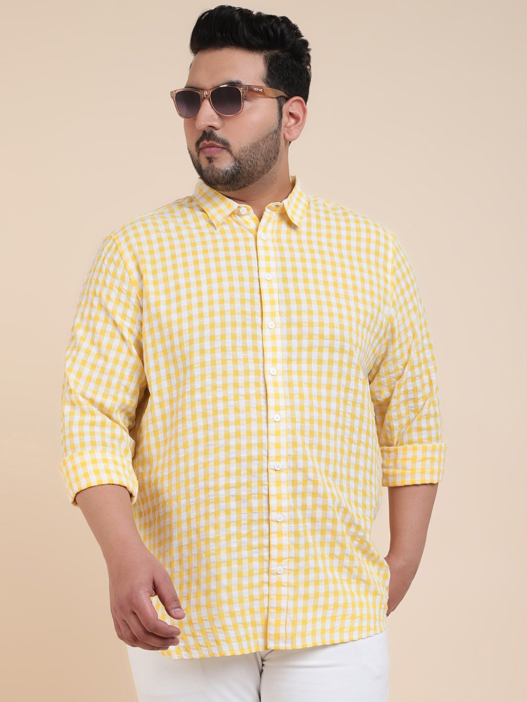 

Sztori Classic Gingham Checks Opaque Checked Casual Shirt, Yellow