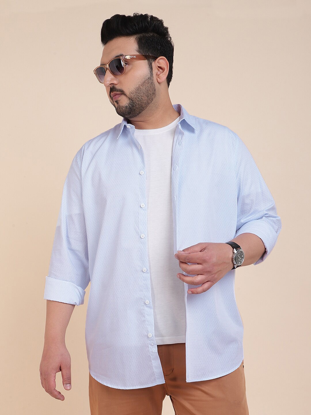 

Sztori Classic Long Sleeves Spread Collar Cotton Opaque Casual Shirt, White