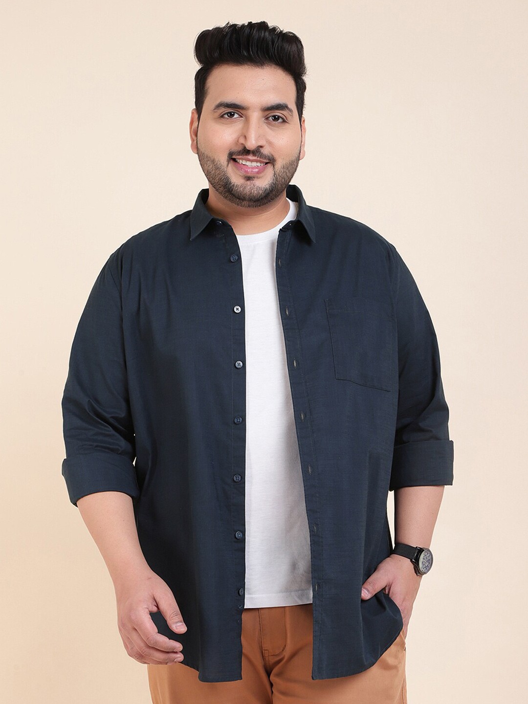 

Sztori Spread Collar Casual Shirt, Navy blue