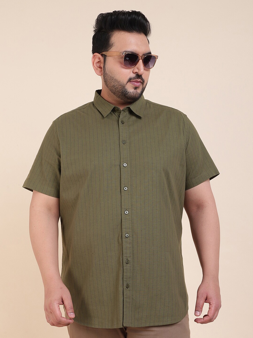 

Sztori Checked Spread Collar Casual Shirt, Olive