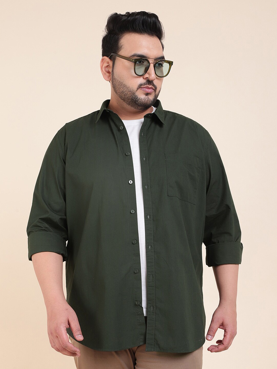 

Sztori Spread Collar Casual Shirt, Green