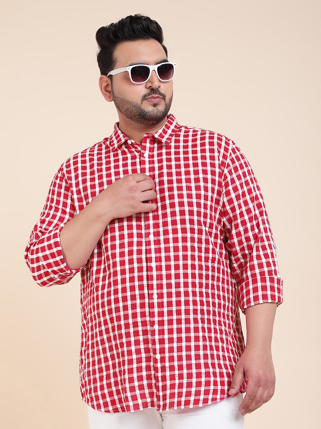

Sztori Classic Gingham Checks Opaque Checked Casual Shirt, Red