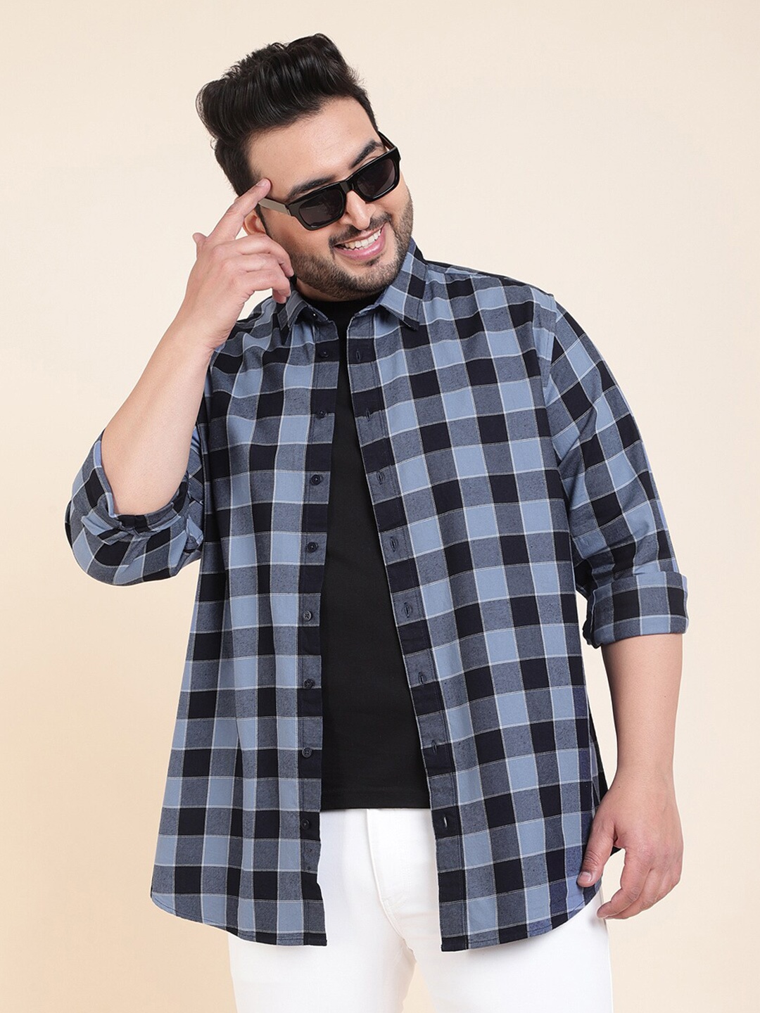 

Sztori Classic Buffalo Checks Opaque Checked Casual Shirt, Navy blue