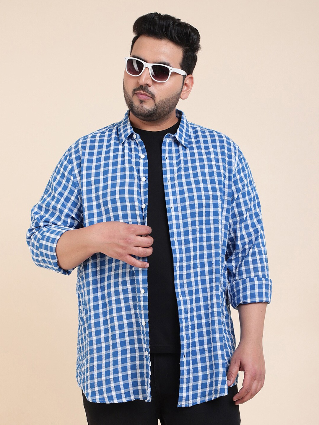 

Sztori Classic Gingham Checks Opaque Checked Casual Shirt, Blue