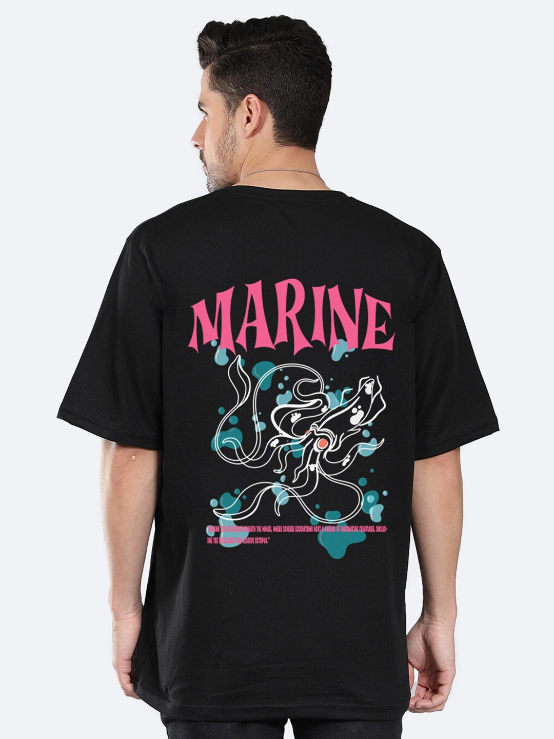 

Mad Over Print Graphic Printed Round Neck Cotton Oversized T-shirt, Black