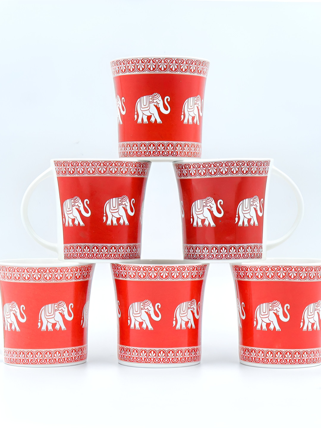 

Femora Red & White 6 Pieces Printed Ceramic Glossy Cups 160 ml