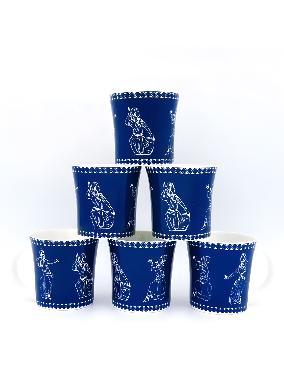 

Femora Blue 6 Pieces Printed Ceramic Glossy Cups 160 ml Each