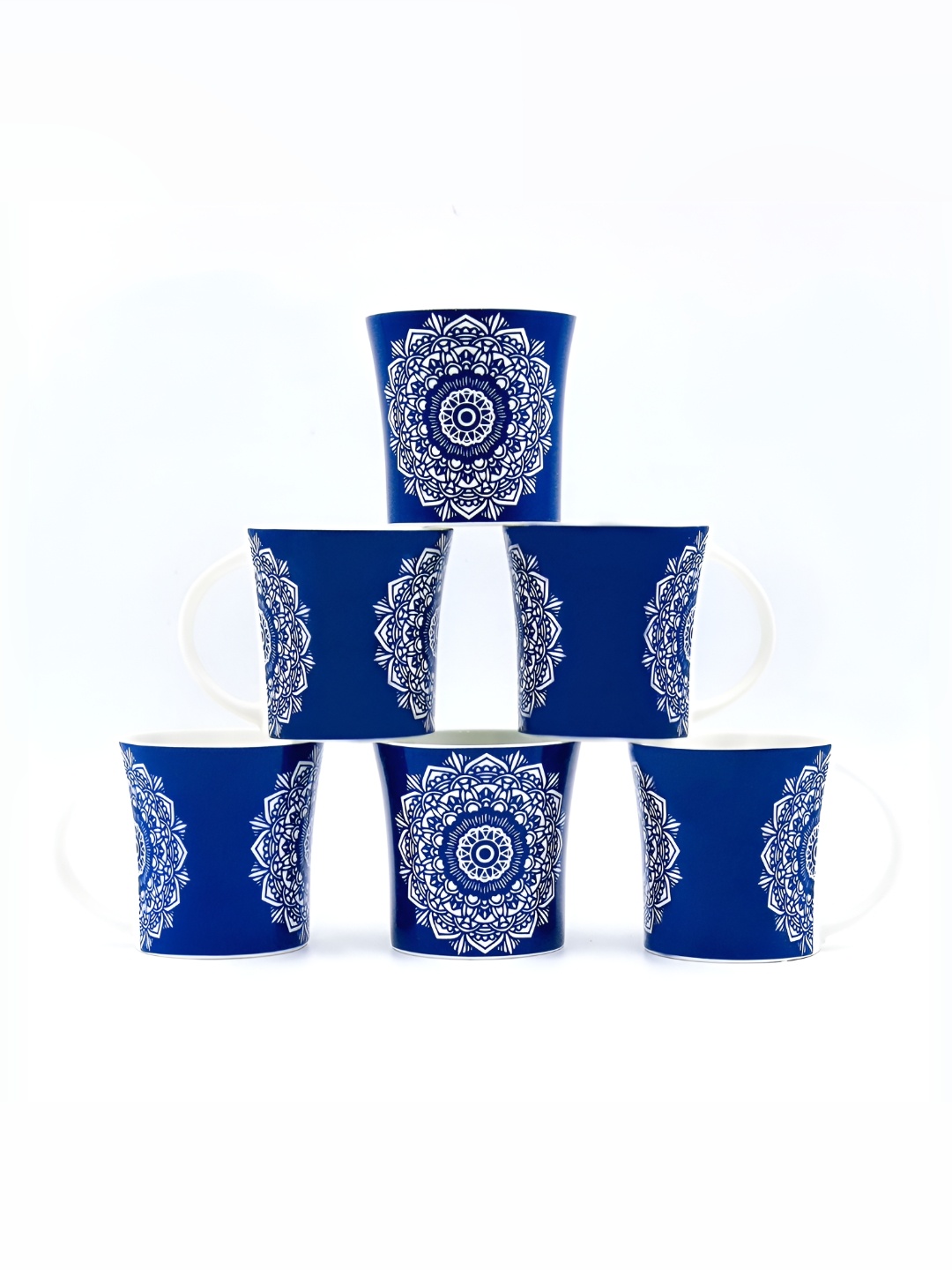 

Femora Blue & White 6 Pieces Printed Ceramic Glossy Mugs 160 ml