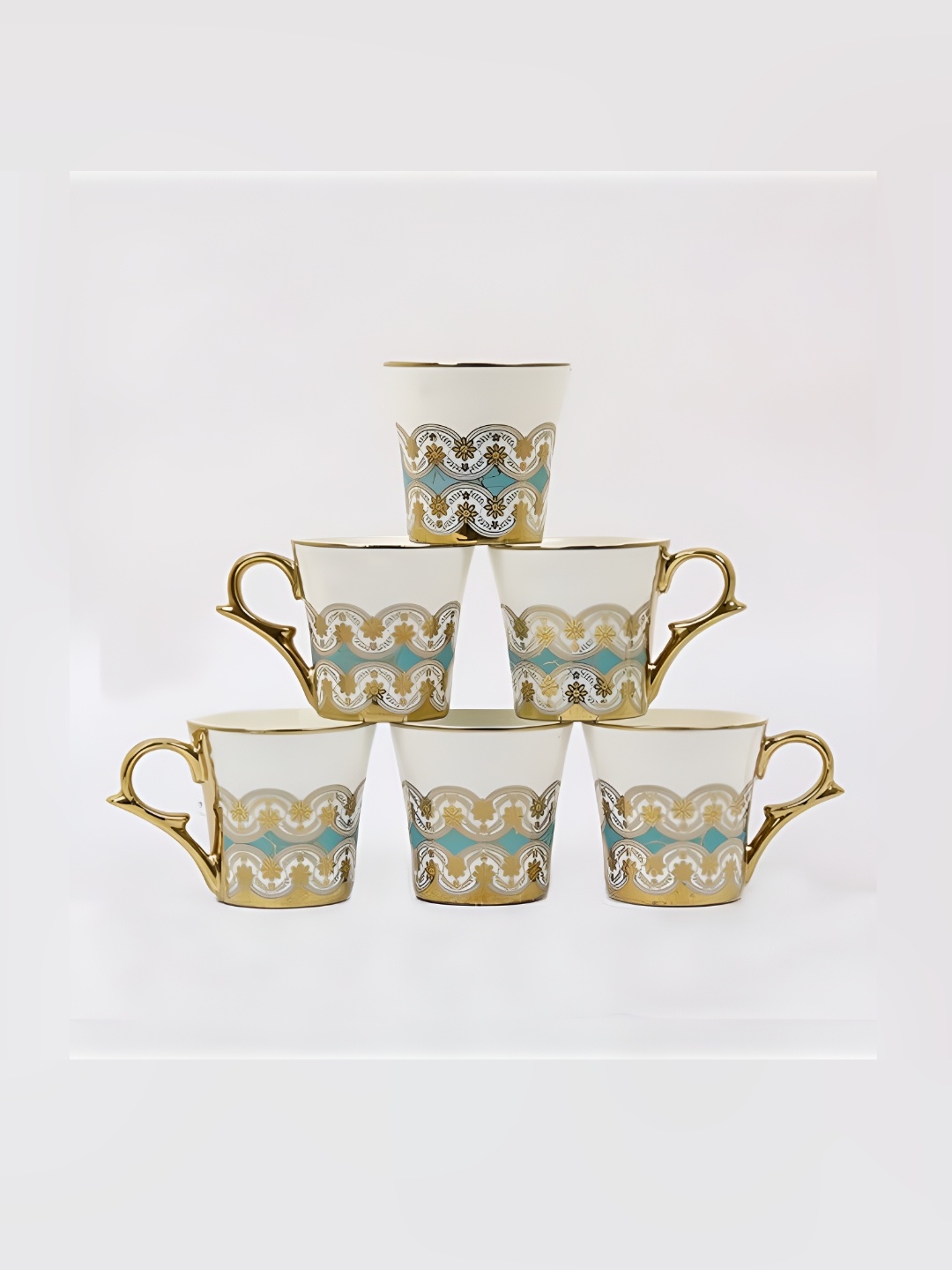 

Femora Blue & Beige 6 Pieces Printed Ceramic Glossy Mugs 180 ml