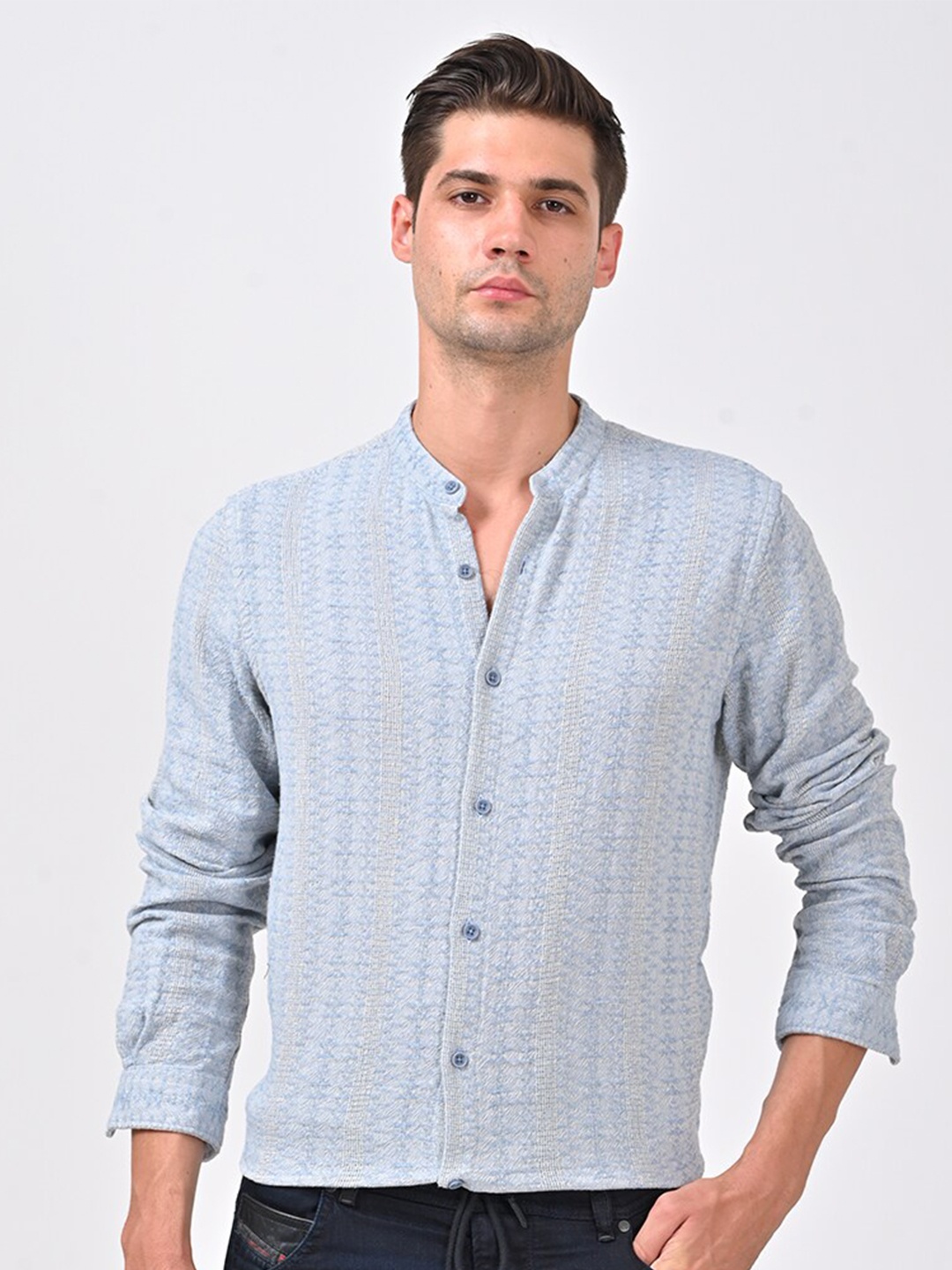 

POE Smart Slim Fit Opaque Cotton Casual Shirt, Blue